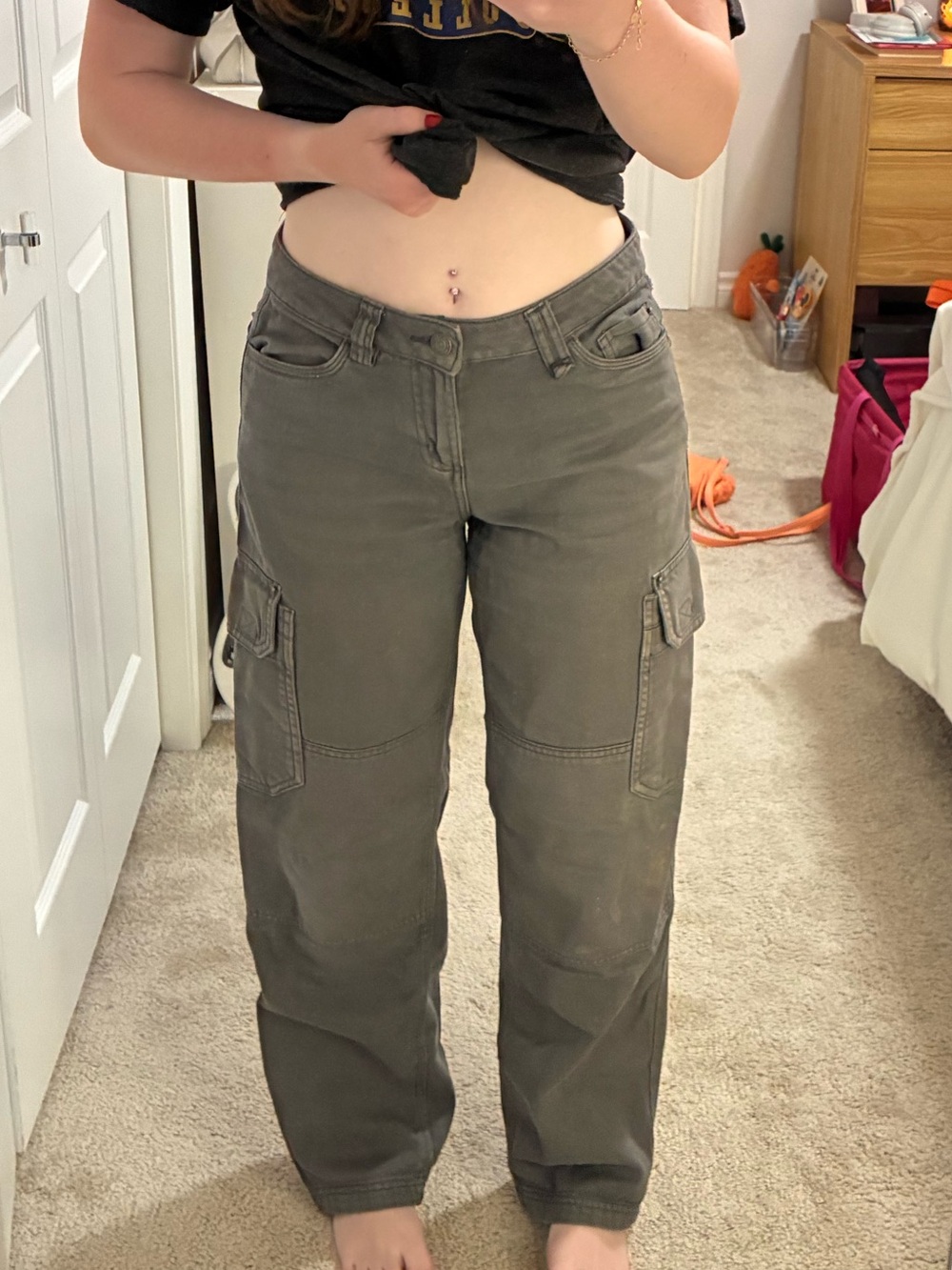 Garage women's Gray Cargo Pants with Multiple Flap Pockets